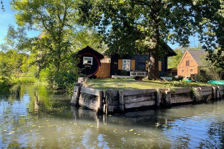 Maisons en bois dans la forêt de la Sprée