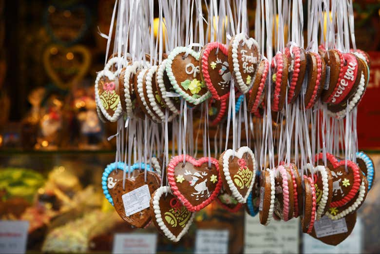 Pan de jengibre en en un mercadillo de Navidad