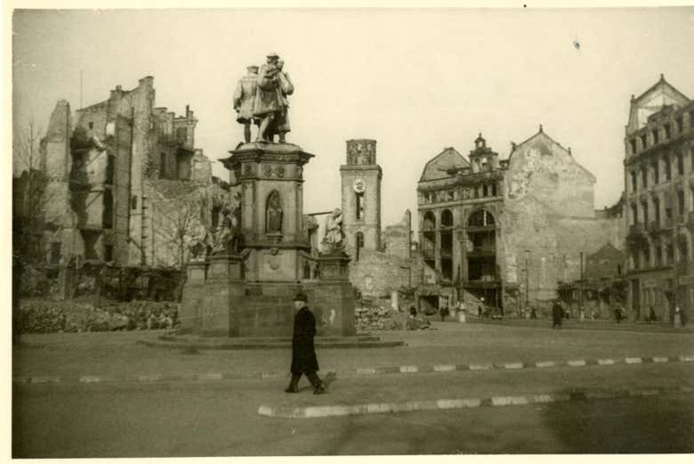 Imagen antigua de Frankfurt en la II Guerra Mundial