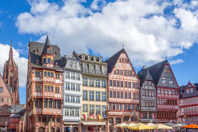 Admire Frankfurt's traditional half-timbered houses