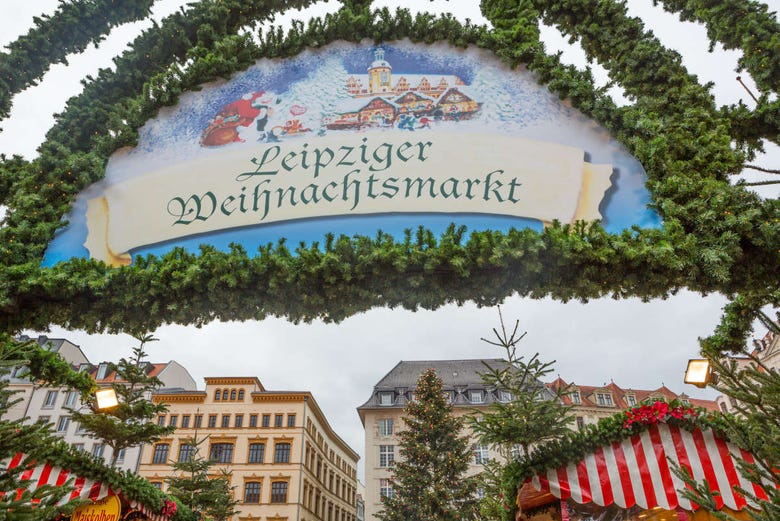 Entrada do mercado de Natal de Leipzig