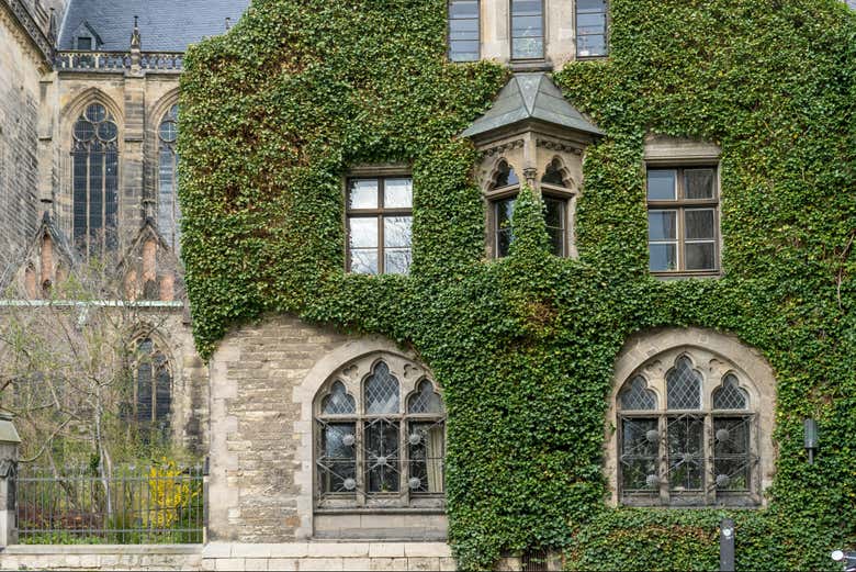 Detalles en la fachada de la Catedral de Magdeburgo