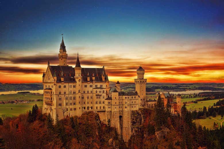 Postal del castillo de Neuschwanstein