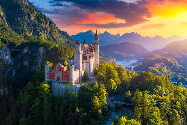 Atardecer en el castillo de Neuschwanstein