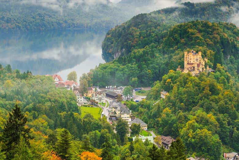 Vista aérea do povoado de Hohenschwangau