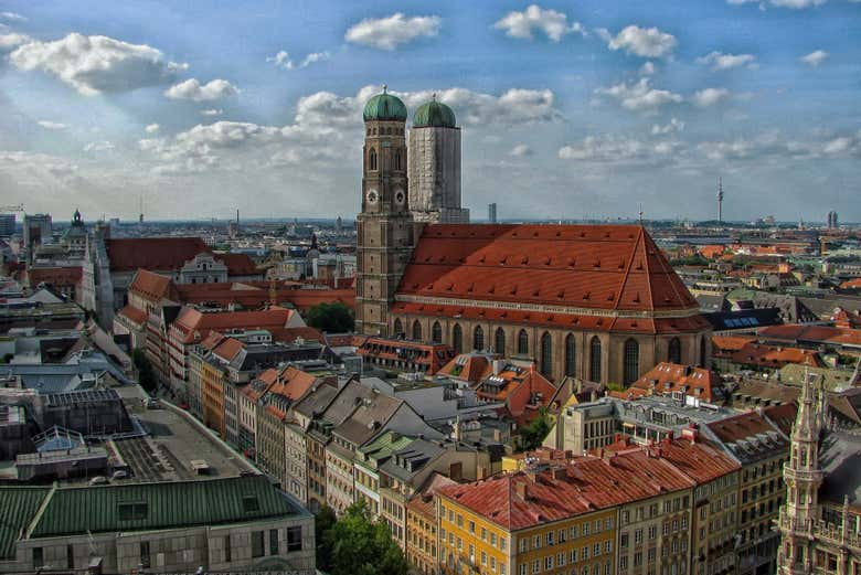 Viewing the historic sculpture at Dachau
