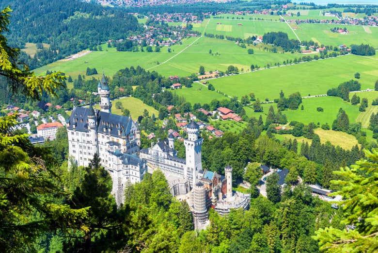 Vista aérea do castelo de Neuschwanstein