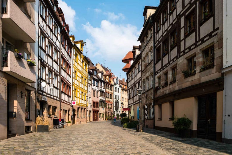 The medieval street of Weißgerbergasse,