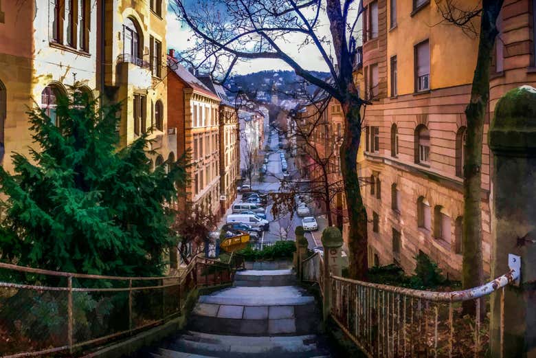 Rua do centro histórico de Stuttgart