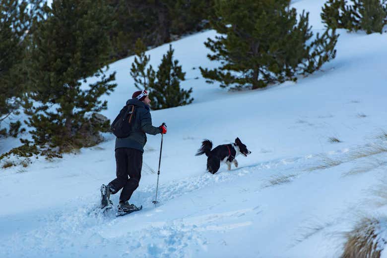 Having fun on the snowshoe hike