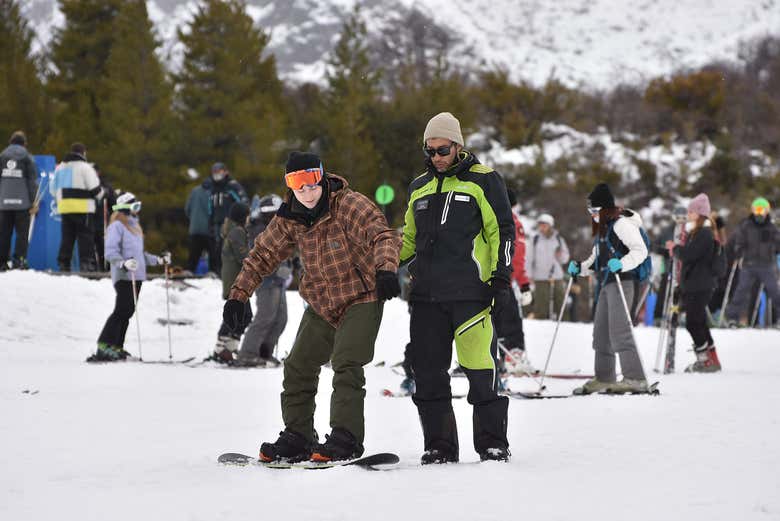 Aprendiendo snowboard en Cerro Catedral
