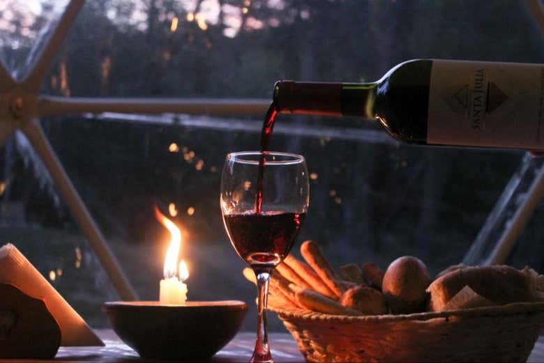 Gustando un bicchiere di vino