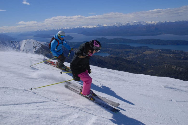 Skiers on the slopes of Cerro Catedral