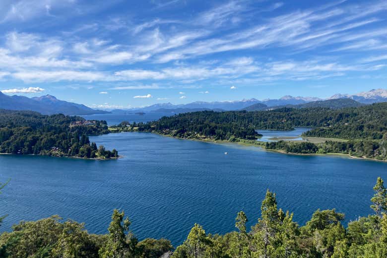 Take in aerial views of the lakes of Bariloche