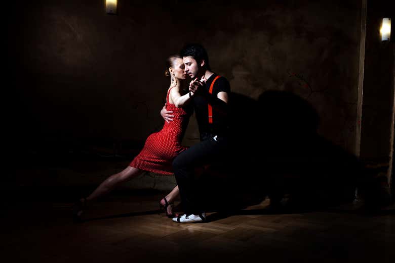 Os dançarinos de tango en El Mallín