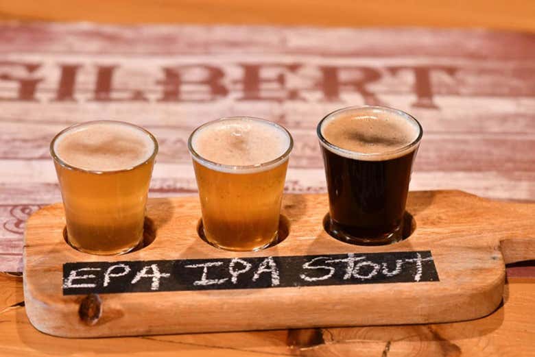 As cervejas preparadas para a degustação