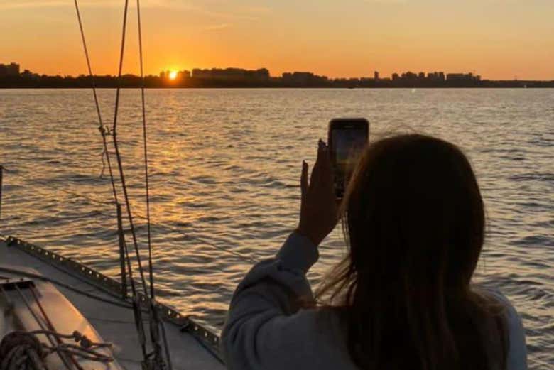 Uno scatto della città al tramonto