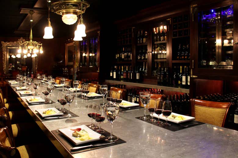 Mesa da degustação de vinho