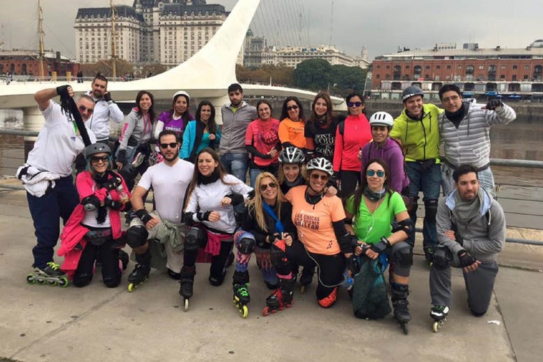 Enjoying the rollerblade tour of Buenos Aires