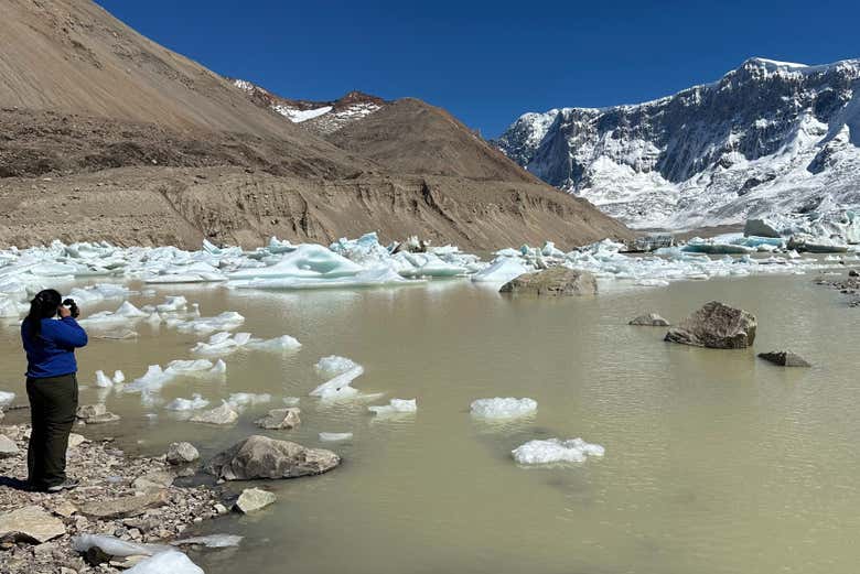 Témpanos flotando sobre una laguna