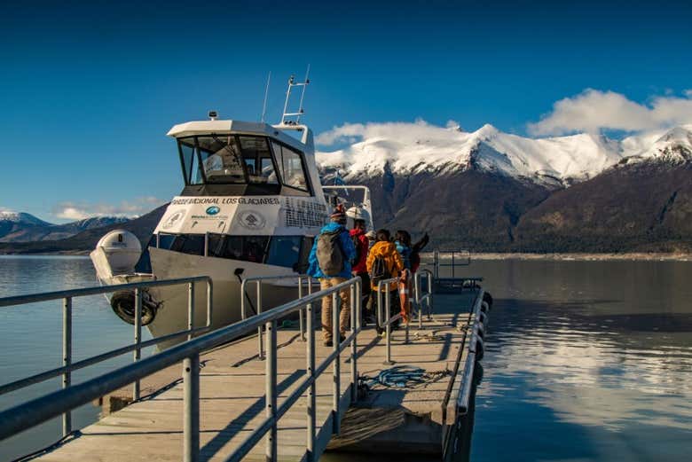 Reaching the glacier on the boat
