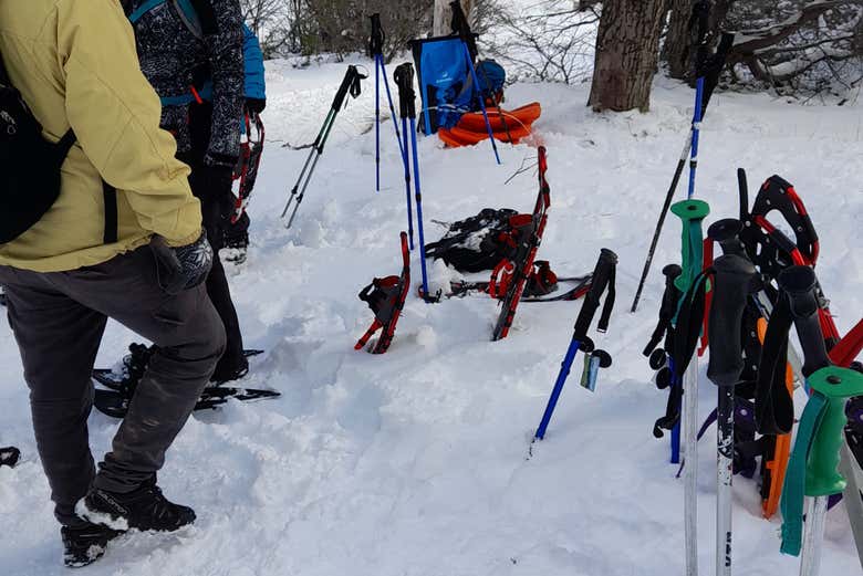 Nos equipaoremos con raquetas y bastones para la travesía