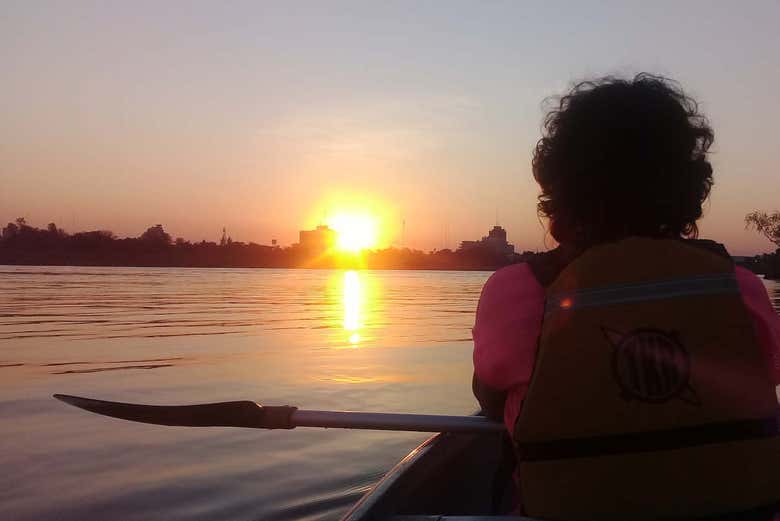 Entardecer no rio Paraguai