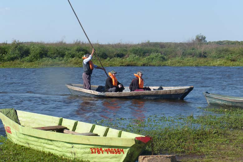 Sailing down the wetland waterways in canoe