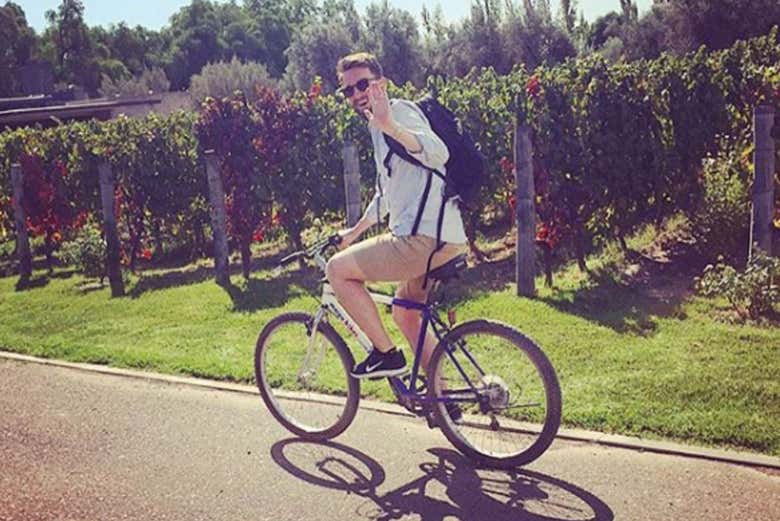 Enjoying the bike rental