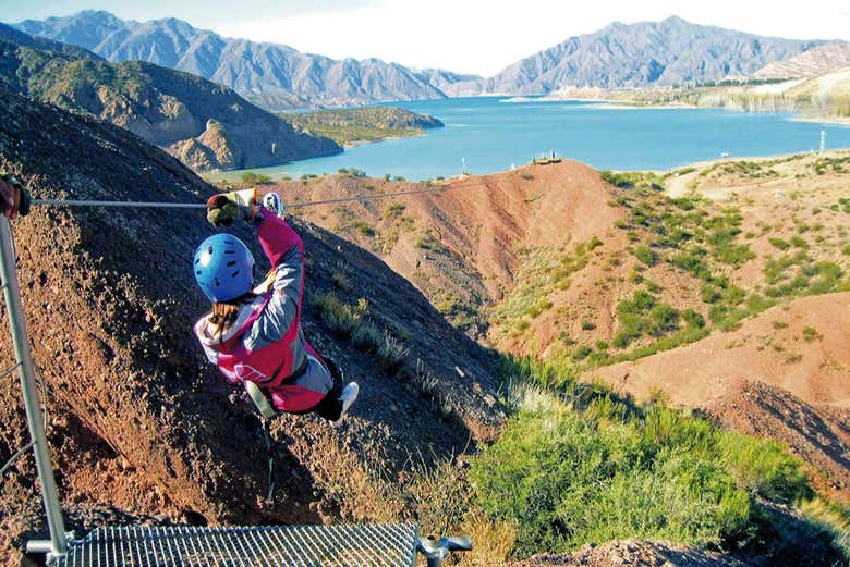 Zipline over the Potrerillos Dam