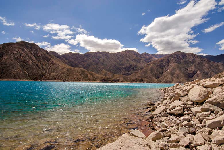 Panorâmica da represa de Potrerillos
