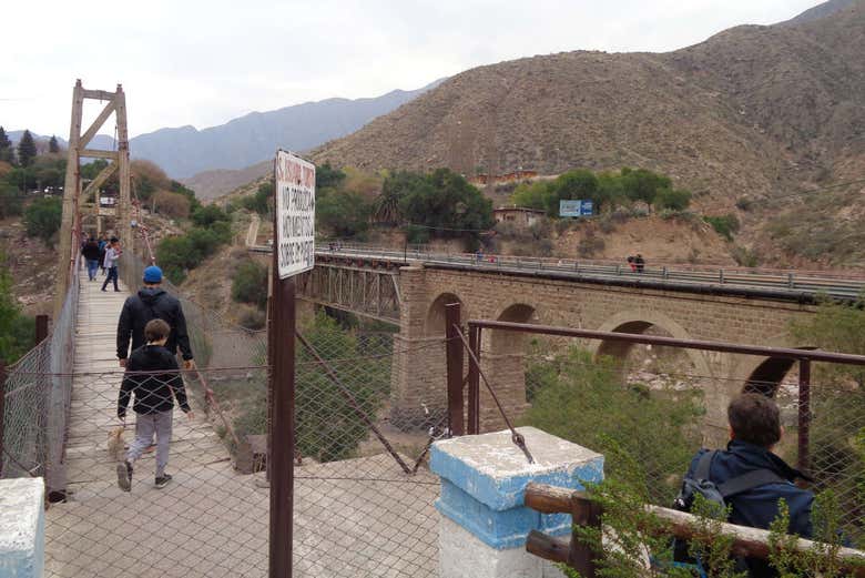 The hanging bridge in Cacheuta