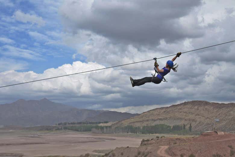 Enjoying the zipline circuit