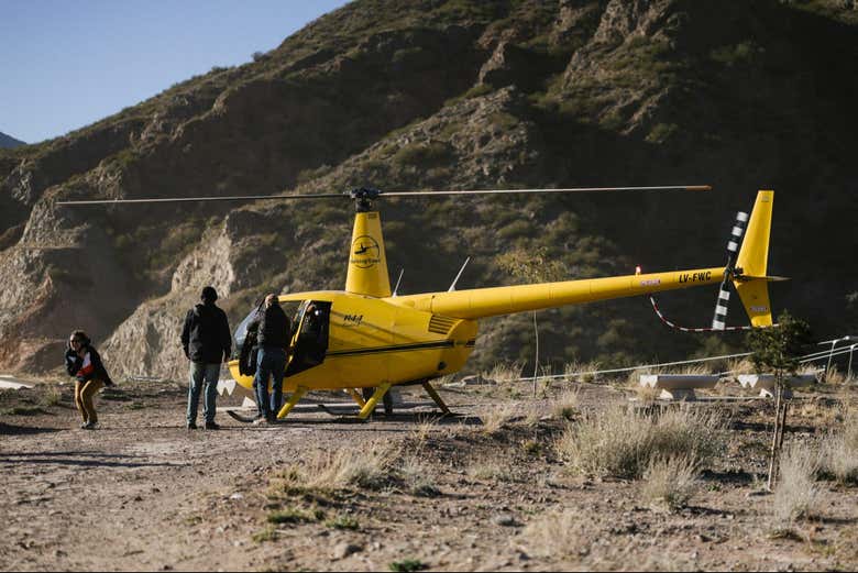 Pronto para subir no helicóptero