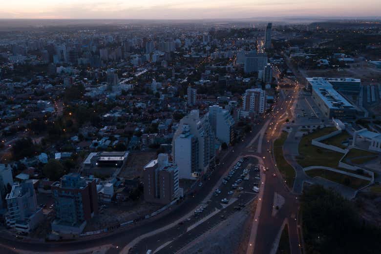 Aerial view of Neuquén at dusk