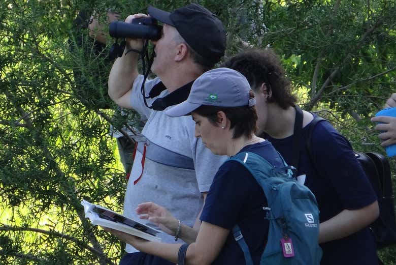 Enjoying the birdwatching activity