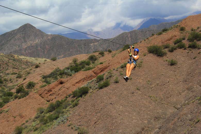 Admiring the scenery around the Potrerillos Reservoir