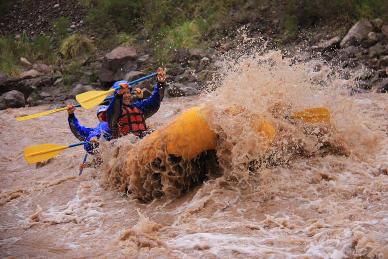 Facing the rapids of the Mendoza River