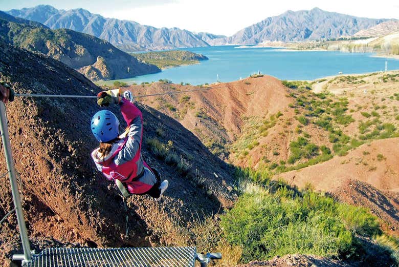 Ziplining over the Potrerillos Reservoir