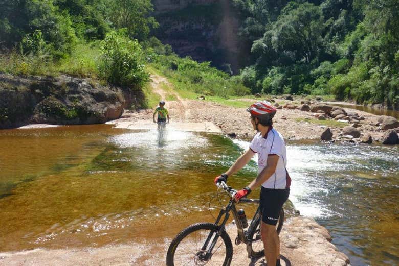 Durante a rota de bicicleta