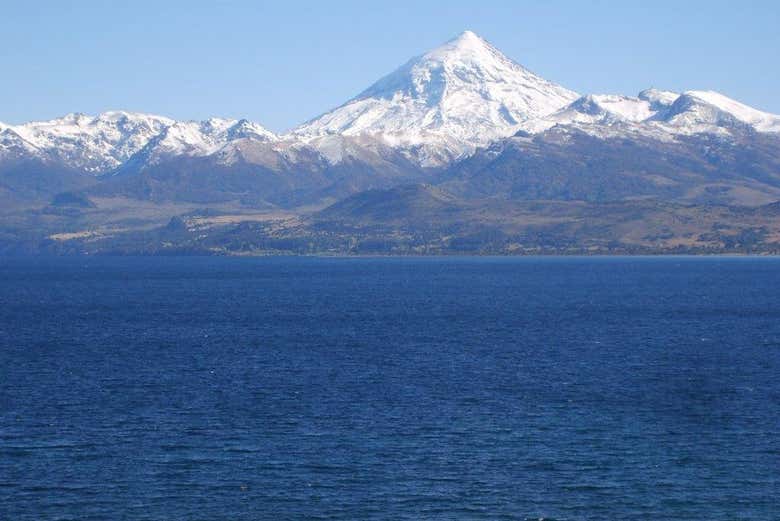 Snowy landscapes of the Lanín volcano