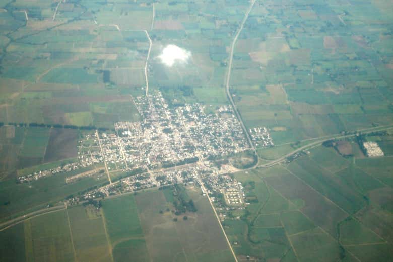 Bird's eye view of the town of Simoca