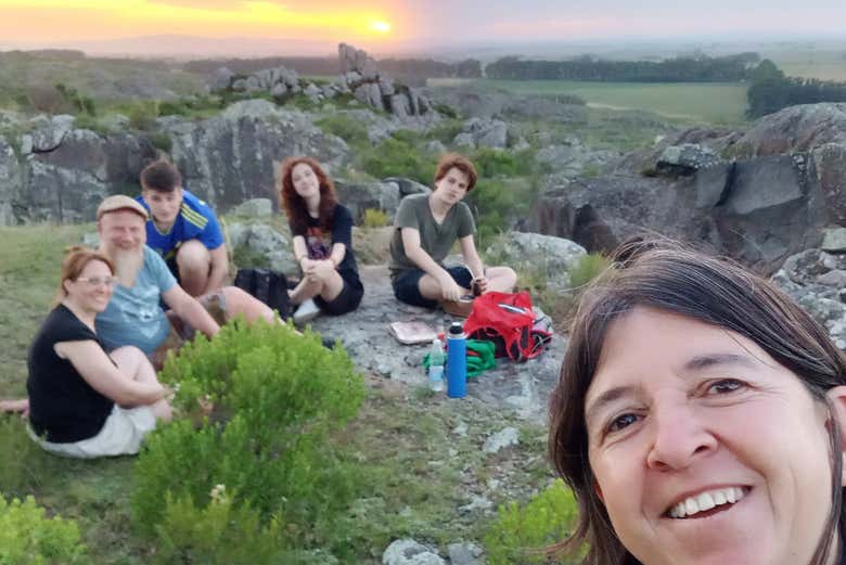 Selfie ao entardecer no topo do cerro!