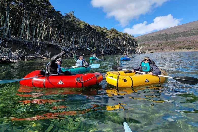Paddle across the pristine mountain water