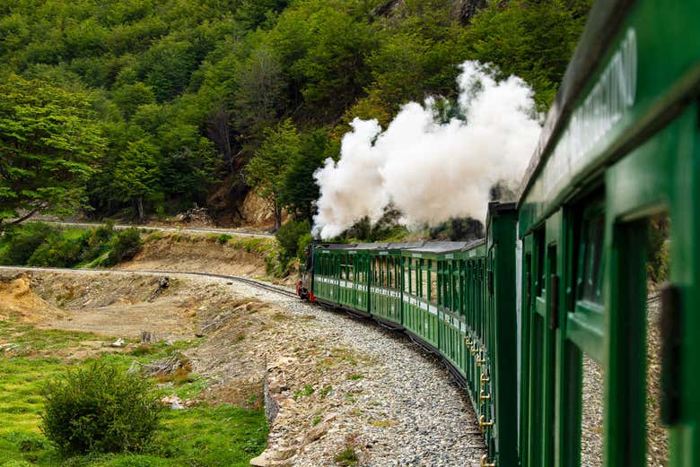 Viajando en una locomotora a vapor
