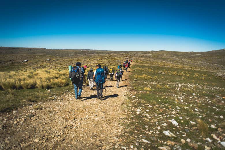 Following the trail to the waterfall
