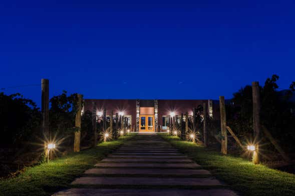 Atardecer en la bodega Finca Sierras Azules