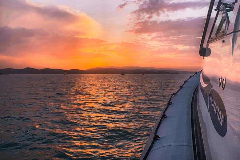 Coucher de soleil depuis le bateau