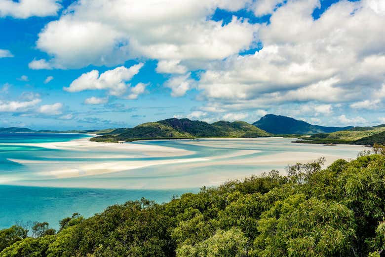 Vue panoramique sur Whitehaven Beach