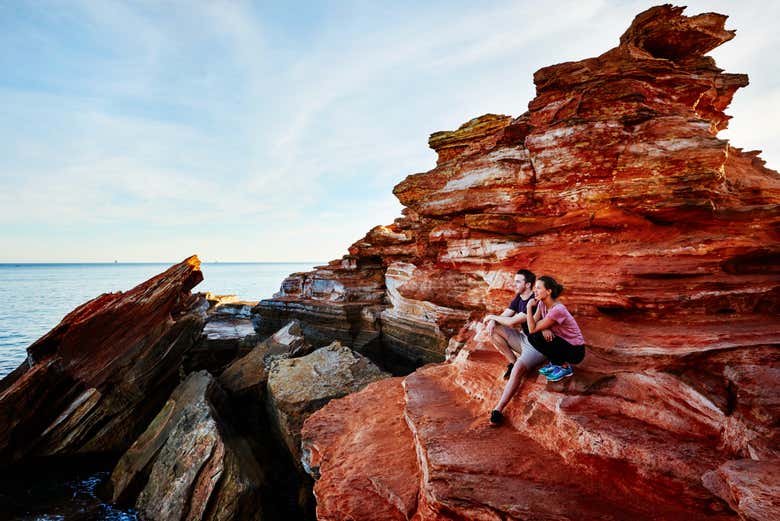 Desfrutando da paisagem da península Dampier
